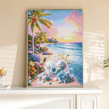 Mosaflare Diamond Painting Kit,Love Beach Diamond Art,DIY Full Drill,Stress Relief Craft Art and Home Decor 12"×16"
