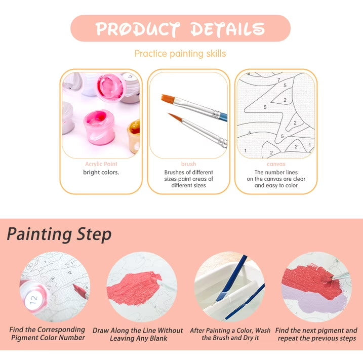 Mosaflare Paint by Numbers Kits for Adults,DIY Gnome Art Craft Oil painting Set,Home Wall Decor 16"×16"