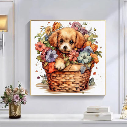 CSZPPQAF Diamond Art Kit,Dog Diamond Painting Kits for Beginners,Full Round Drill,Home Wall 13.8"*13.8"