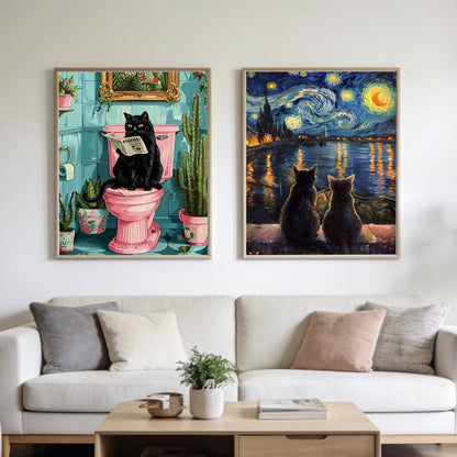CSZPPQAF Cat Diamond Painting Kits for Beginners,2-Pack Full Round Drill Diamond Art kits,Relaxing Craft & Home Wall Decor