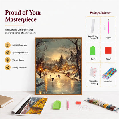 CSZPPQAF Winter Party Diamond Painting Kits for Adults, Full Drill Round Diamond Art Kit, Art Craft, Home Wall Decor and Gift 11.8 x 15.8 Inch