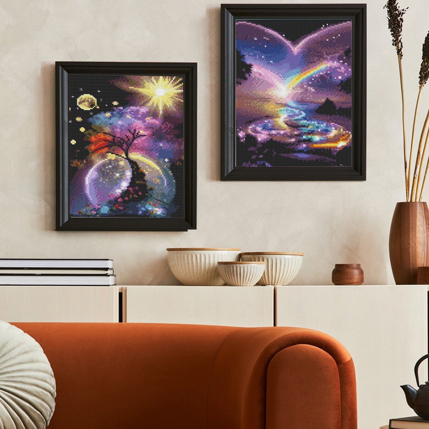 Mosaflare 4-Pack Diamond Art Painting Kits,Trees Art Craft Kits,Full Round Drill,Home Wall and Relaxing 12"×16"