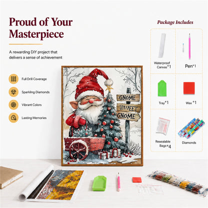 CSZPPQAF Gnome Diamond Painting Kits for Adults, Full Drill Round Diamond Art Kit, Art Craft, Home Wall Decor and Gift 11.8 x 15.8 Inch