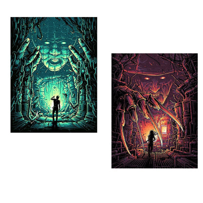 CSZPPQAF 2-Pack Horror Diamond Painting Kits for Adults, Full Drill Round Gem Art Craft,11.8"×15.8"