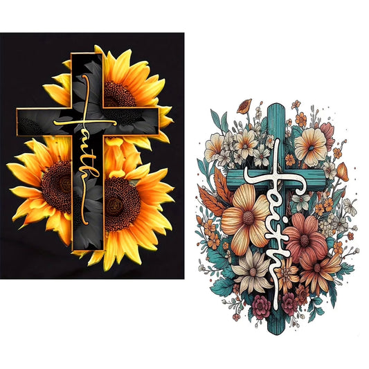 CSZPPQAF 2-Pack Cross Diamond Painting Kits for Adults Beginner- Full Round Drill,Gem Art Craft Set for Home Wall Decor or Relax Gift