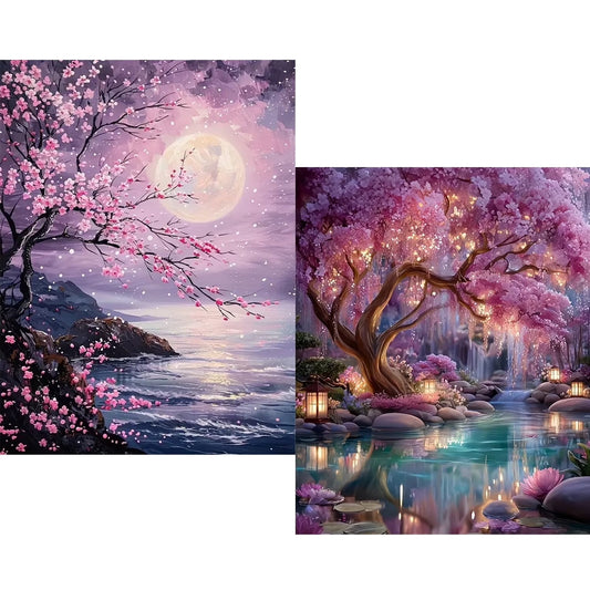 CSZPPQAF 2-Pack Tree Diamond Painting Kits for Adults - Full Round Drill, Textured Diamond Art for Home Wall Decor