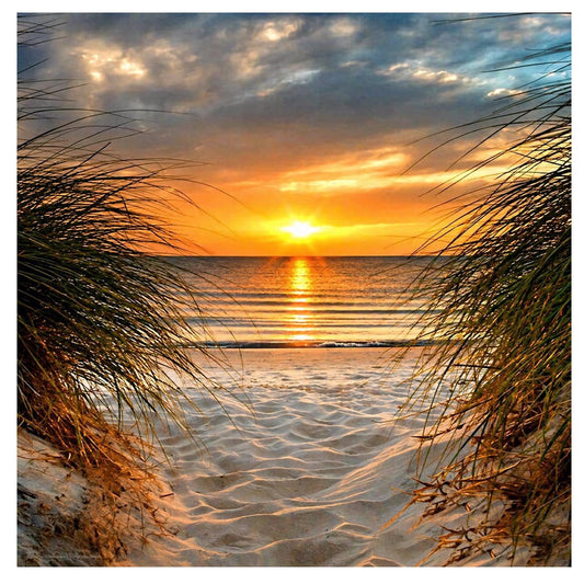 Mosaflare Beach Diamond Painting Kit,DIY Full Drill Sunrise Diamond Art,Stress Relief Craft Art and Home Decor 14"×14"
