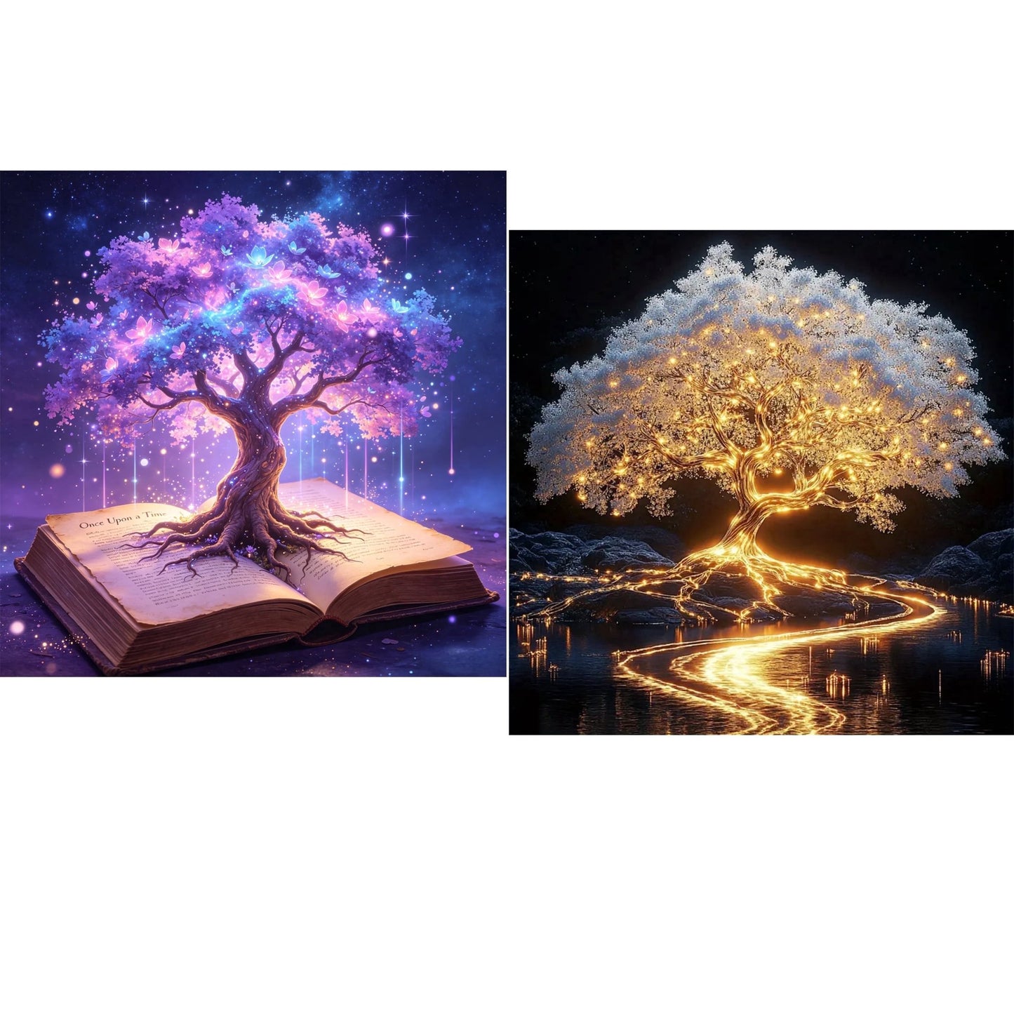CSZPPQAF 2-Pack Diamond Painting for Adults-Life Tree,Full Round Drill Diamond Art Kits, Relaxing Craft & Wall Decor