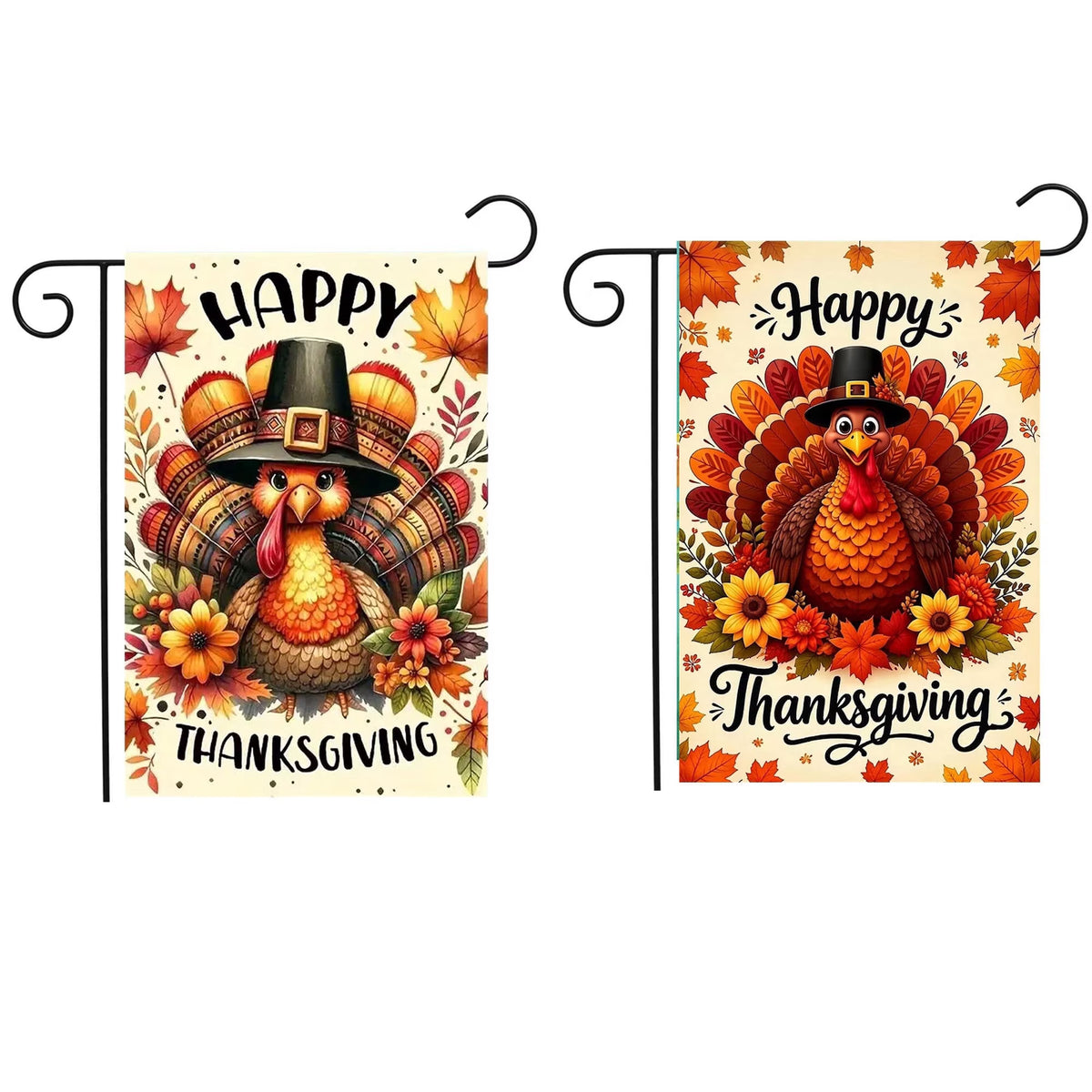CSZPPQAF Thanksgiving Garden Flags 12x18 Double Sided,2 Pack-165 GSM Polyester Fall Yard Decoration Flags, Fade Resistant