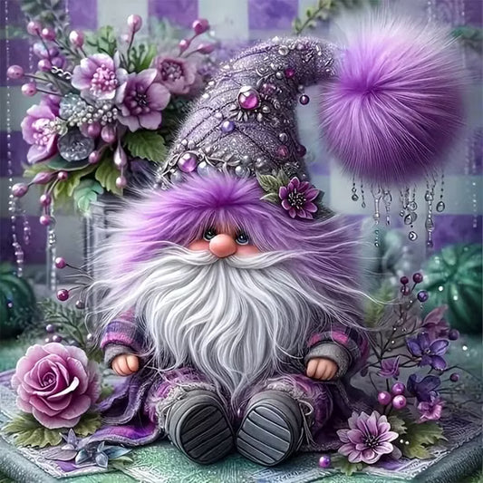 CSZPPQAF Diamond Art Kit,Gnome Diamond Painting Kits for Beginners,Full Round Drill,Home Wall 13.8"*13.8"