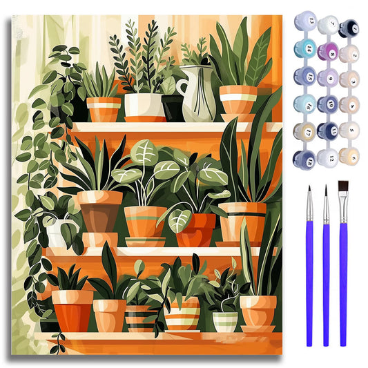Mosaflare Paint by Numbers Kit for Beginners-Succulents,DIY Craft for Adults 16"20" Canvas