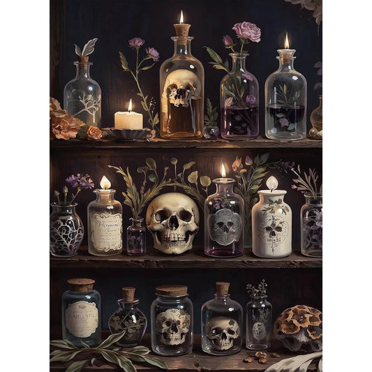 CSZPPQAF 5D Diamond Painting Kits,Full Round Drill Skull Diamond Art,Craft for Adults,Home Wall 11.8×15.8 inch