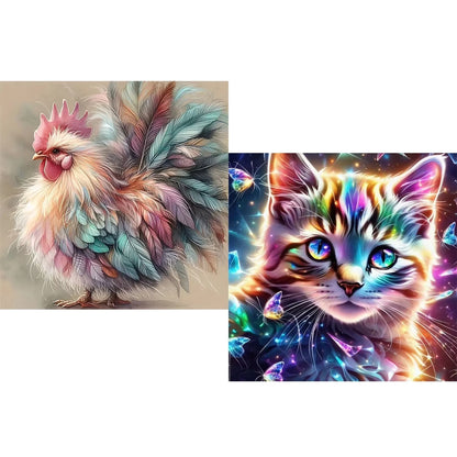CSZPPQAF 2-Pack Animal Diamond Painting Kits for Adults - Full Round Drill, Textured Diamond Art for Home Wall Decor