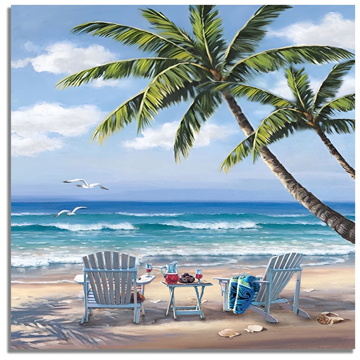 Mosaflare Summer Diamond Painting Kit,DIY Full Drill Beach Diamond Art,Stress Relief Craft Art and Home Decor 14"×14"
