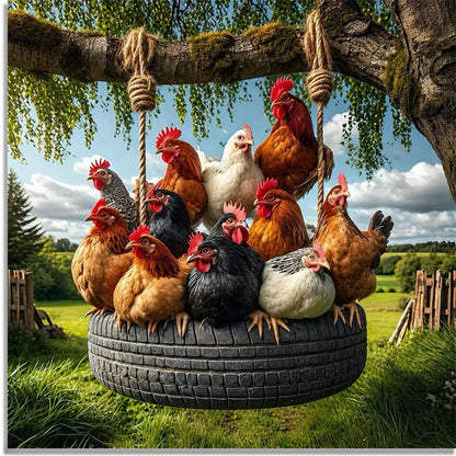 Mosaflare Animals Diamond Painting Kit,Chicken Coop Diamond Art,DIY Full Drill,Stress Relief Craft Art and Home Decor 14"×14"