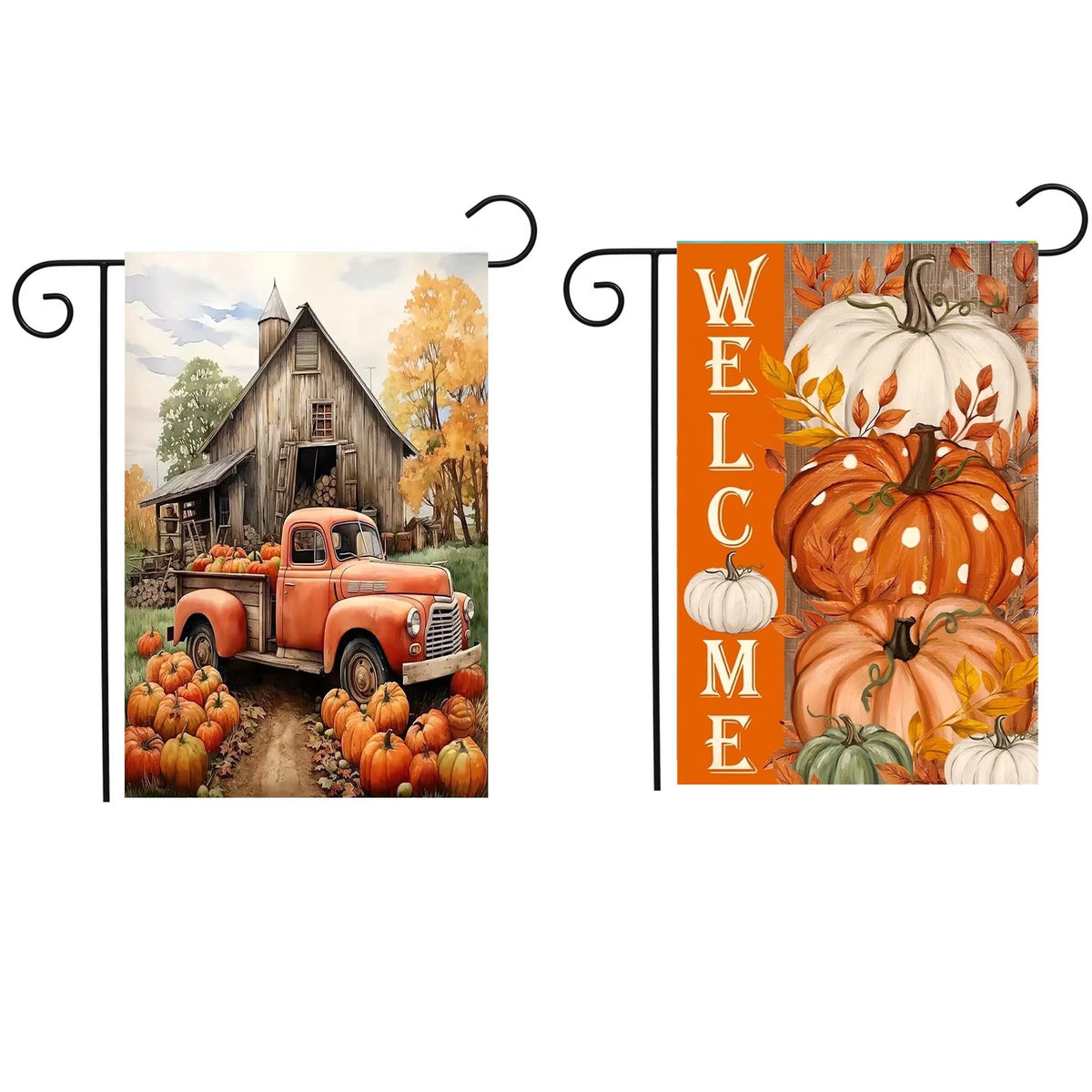 CSZPPQAF Autumn Garden Flags 12x18 Double Sided-Bountiful Harvest,2 Pack-165 GSM Polyester Fall Yard Decoration Flags, Fade Resistant