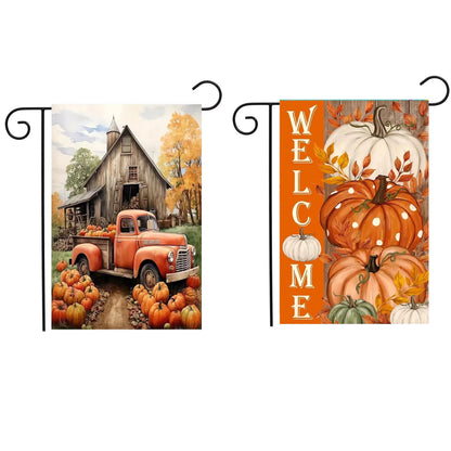 CSZPPQAF Autumn Garden Flags 12x18 Double Sided-Bountiful Harvest,2 Pack-165 GSM Polyester Fall Yard Decoration Flags, Fade Resistant
