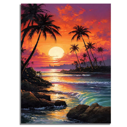 Mosaflare Beach Diamond Painting Kit,DIY Full Drill Waves Diamond Art,Stress Relief Craft Art and Home Decor 12"×16"