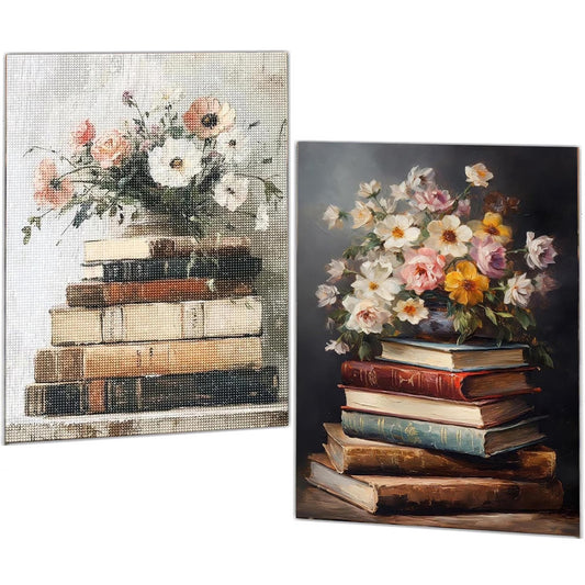 Mosaflare Diamond Art Painting Kits,2-Pack Book Art Craft Kits,Full Round Drill,Home Wall and Relaxing 12"×16"