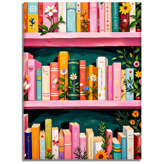 Mosaflare Diamond Painting Kit,Bookshelf Flower Diamond Art,DIY Full Drill,Stress Relief Craft Art and Home Decor 12"×16"