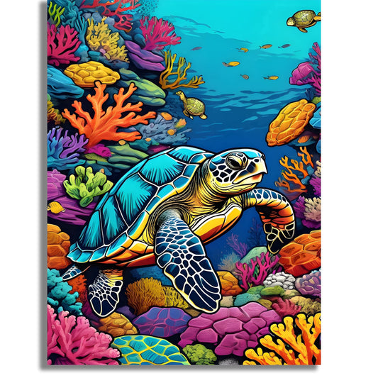 Mosaflare Turtle Diamond Art Painting Kits,Art Craft Kits,Full Round Drill,Home Wall and Relaxing 12"×16"