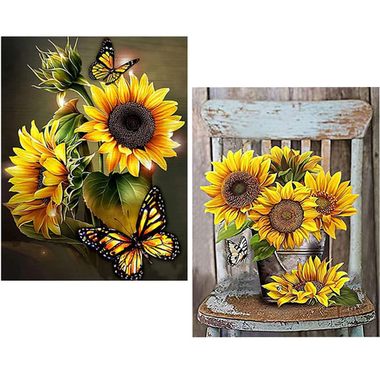 CSZPPQAF Sunflower Diamond Painting Kits,2-Pack Full Round Dril Diamond Art,11.8"×15.8",Relaxing Craft