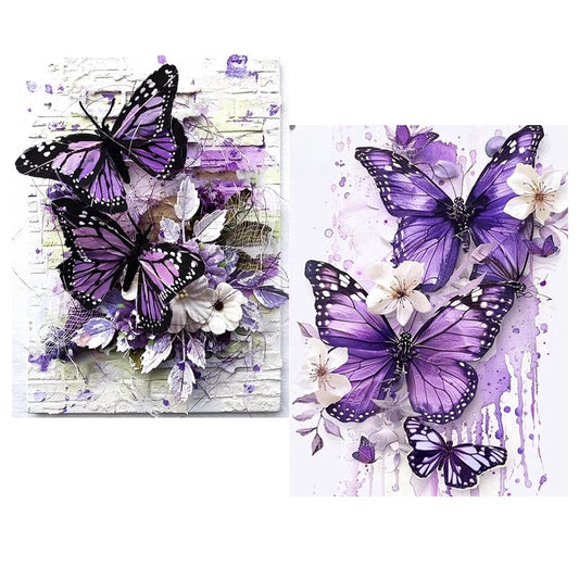 CSZPPQAF 2-Pack Diamond Art Kit,Butterfly Diamond Painting Kits for Beginners,Full Round Drill,Home Wall 11.8"*15.8"