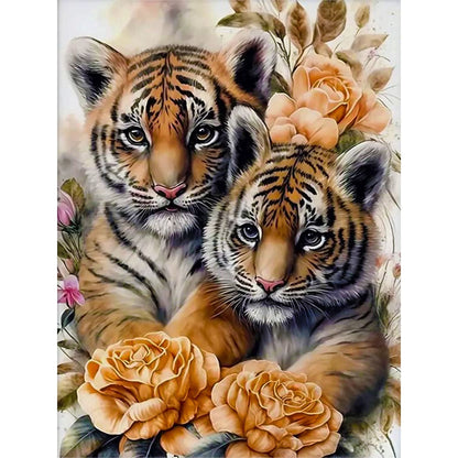 CSZPPQAF Diamond Art Kit,Tiger Diamond Painting Kits for Beginners,Full Round Drill,Home Wall 11.8"*15.8"