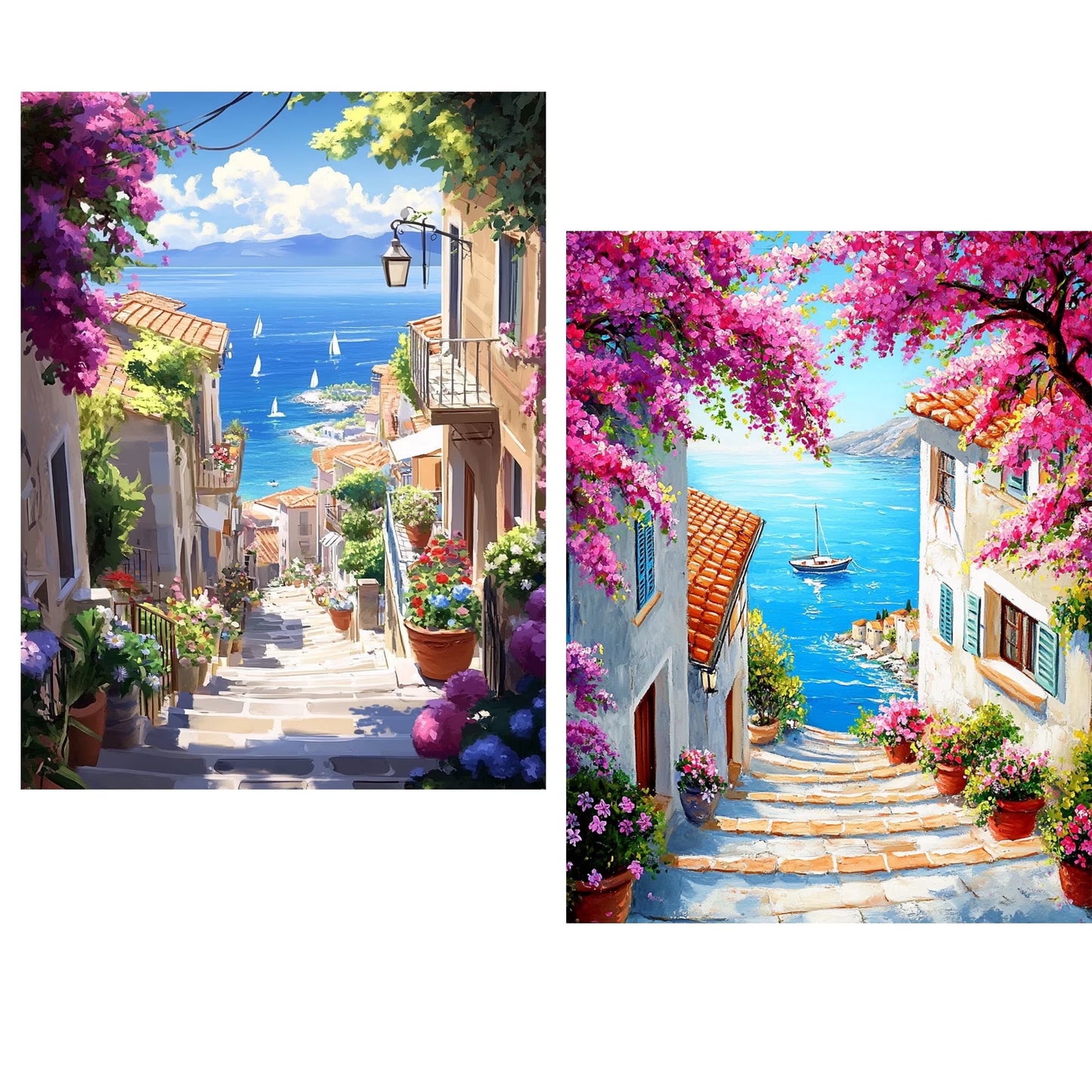 CSZPPQAF 2-Pack Diamond Art Kit,Ocean Diamond Painting Kits for Beginners,Full Round Drill,Home Wall 11.8"*15.8"
