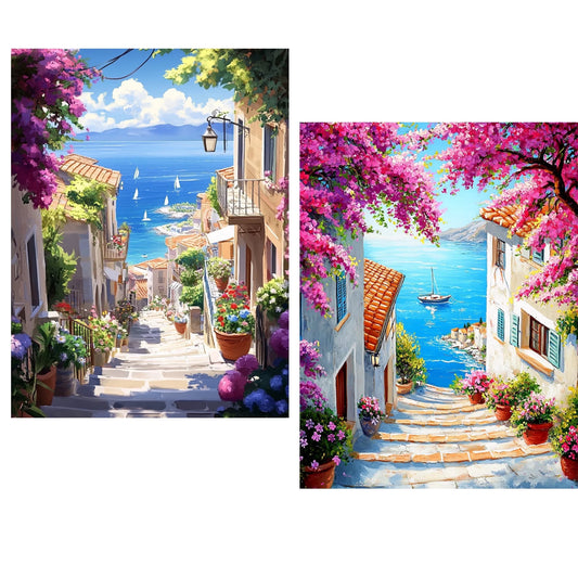 CSZPPQAF 2-Pack Diamond Art Kit,Ocean Diamond Painting Kits for Beginners,Full Round Drill,Home Wall 11.8"*15.8"