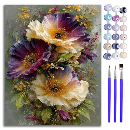 Mosaflare Flower Paint by Numbers Kit for Beginners,DIY Craft for Adults,Gift Home Wall Decor 16x20 Inch Oil Painting Kits