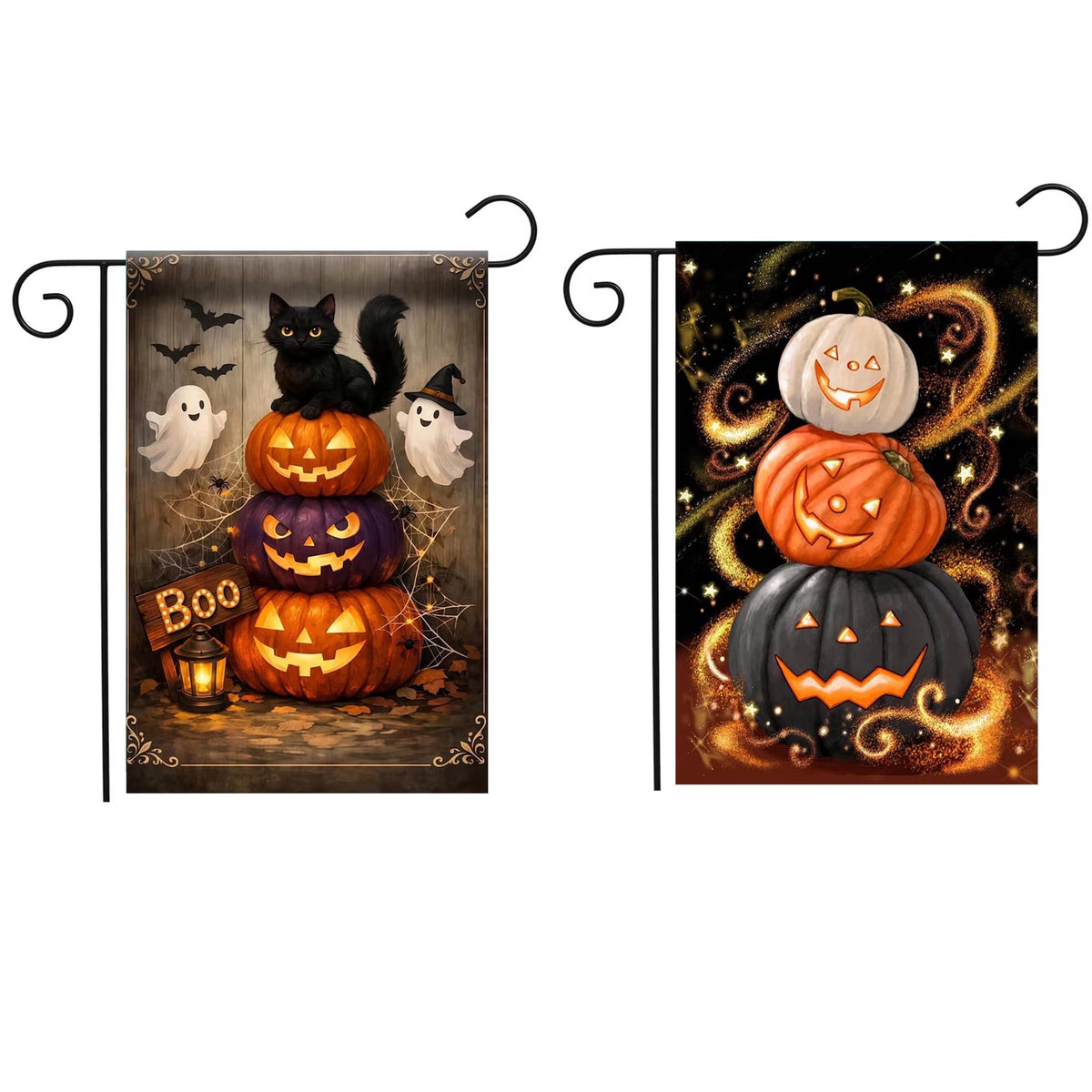 CSZPPQAF Hallween Pumpkins Flags 12x18 Double Sided,2 Pack-165 GSM Polyester Fall Yard Decoration Flags, Fade Resistant