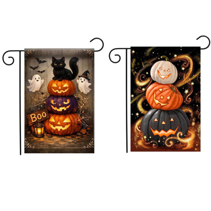 CSZPPQAF Hallween Pumpkins Flags 12x18 Double Sided,2 Pack-165 GSM Polyester Fall Yard Decoration Flags, Fade Resistant