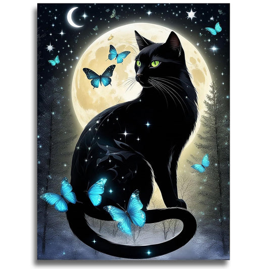 Mosaflare 26-Facet Round Cat Diamond Painting Kit for Adults,DIY Full Drill Gem Art for Home Decor, Craft Gift for Beginners