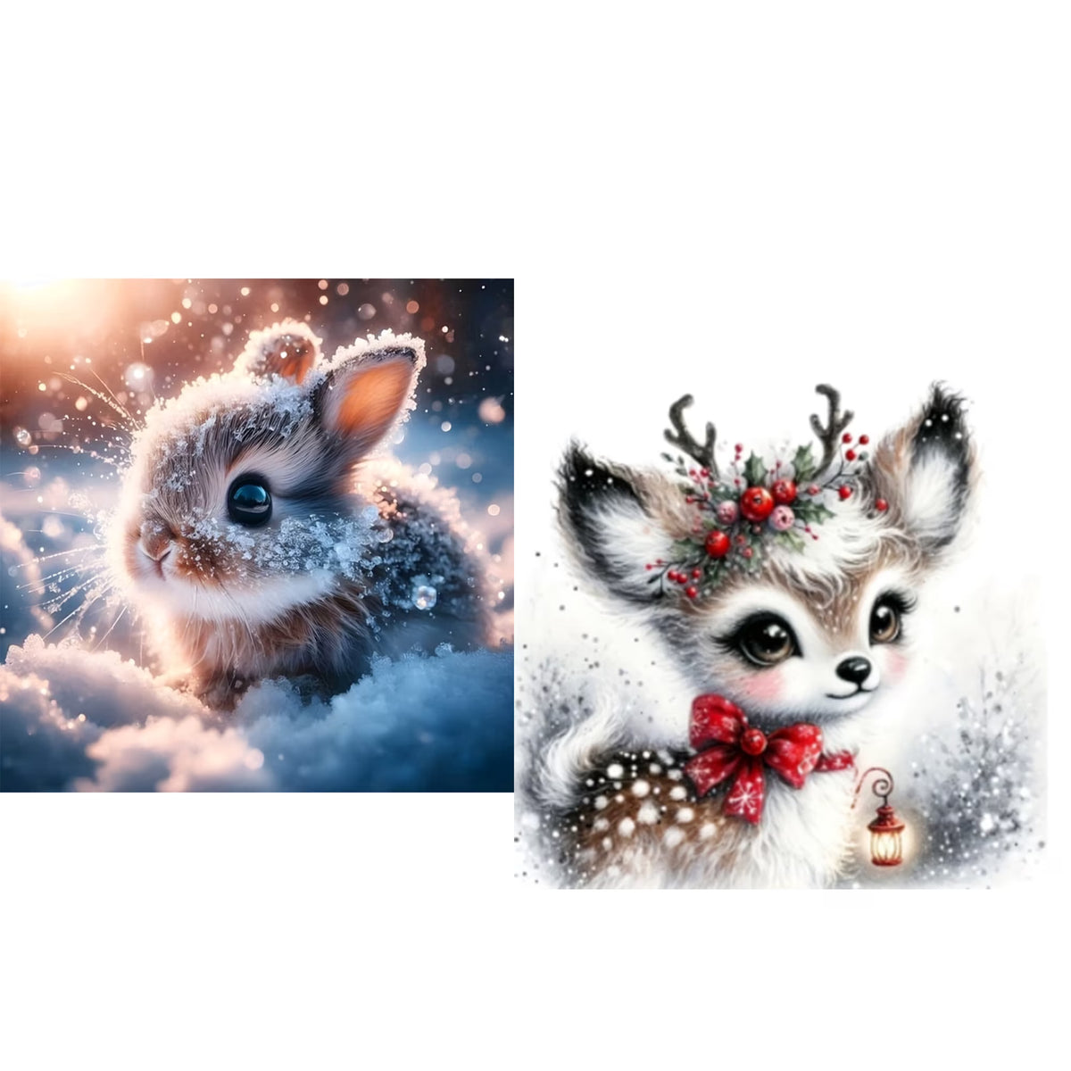 CSZPPQAF 2-Pack Diamond Painting Kits for Adults-Animals, Full Drill Round Diamond Art, Craft Art, Home Wall Decor and Gift 13.8 x 13.8 Inch