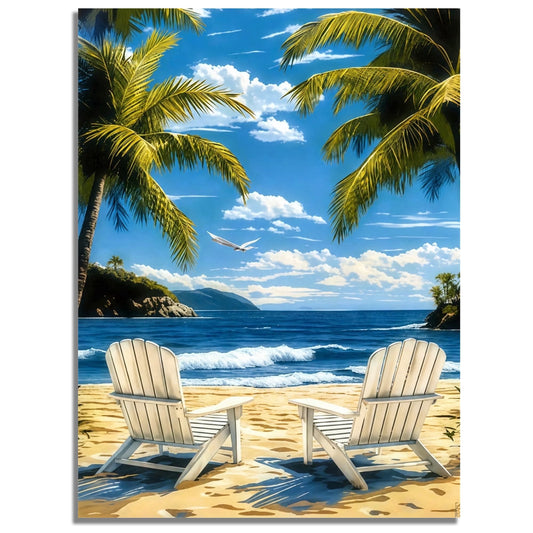 Mosaflare Beach Diamond Painting Kit,Diamond Art,DIY Full Drill,Stress Relief Craft Art and Home Decor 12"×16"