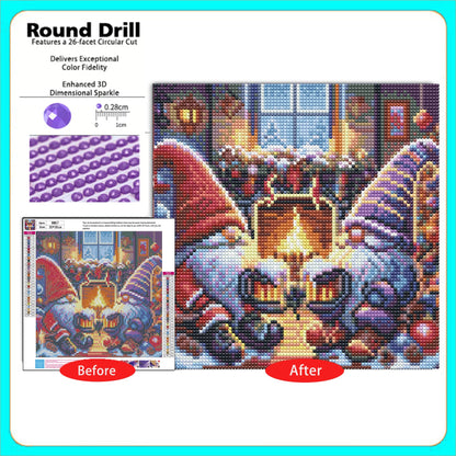 CSZPPQAF Gnome Brother Diamond Painting Kits for Adults, Full Drill Round Diamond Art Kit, Art Craft, Home Wall Decor and Gift 13.8 x 13.8 Inch