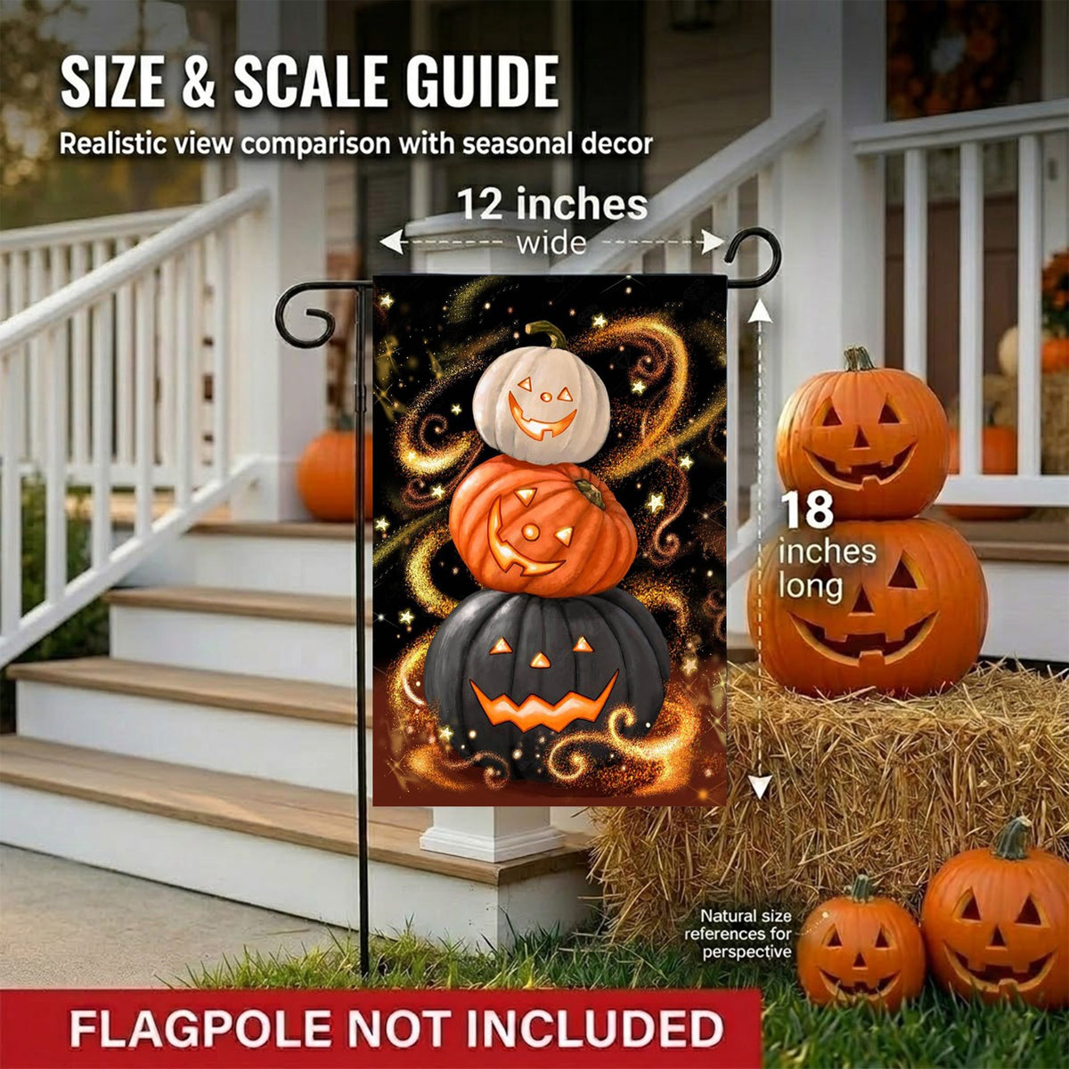 CSZPPQAF Hallween Pumpkins Flags 12x18 Double Sided,2 Pack-165 GSM Polyester Fall Yard Decoration Flags, Fade Resistant