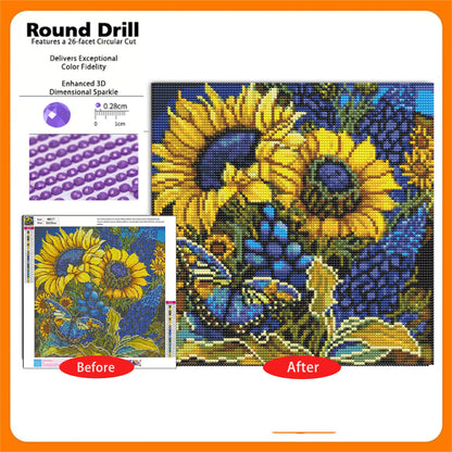 CSZPPQAF 5D Diamond Painting Kits,Full Round Drill Sunflower Diamond Art,Craft for Adults,Home Wall 13.8×13.8 inch