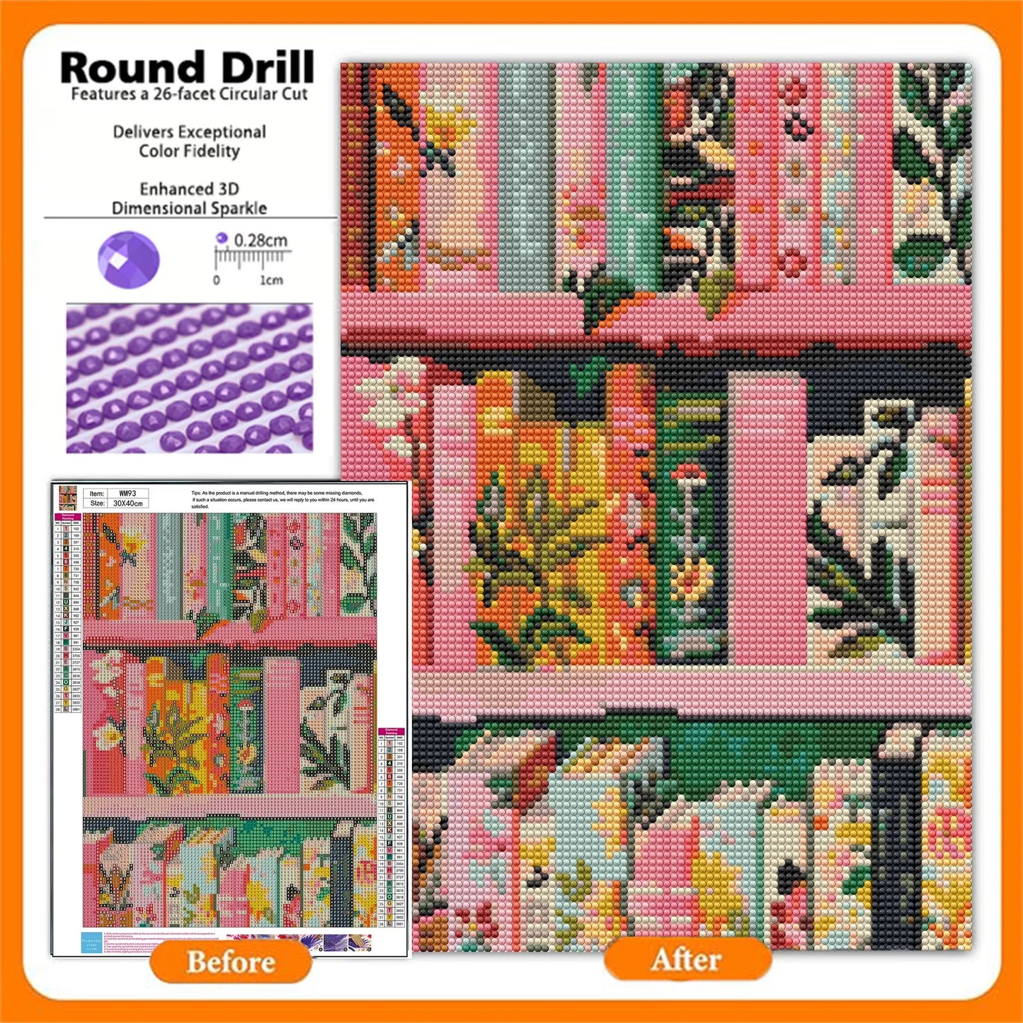 CSZPPQAF DIY Art Diamond Painting Kits.Book Art Craft Gem Painting Adult,Home Wall Decor 11.8" × 15.8"