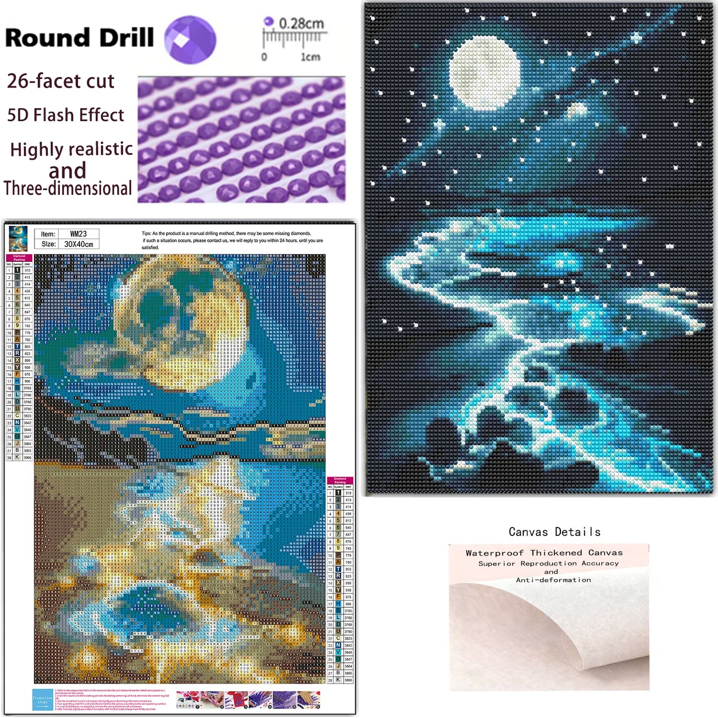 CSZPPQAF 2-Pack Diamond Painting for Adults-Starry Sky,Full Round Drill Diamond Art Kits, Relaxing Craft & Wall Decor