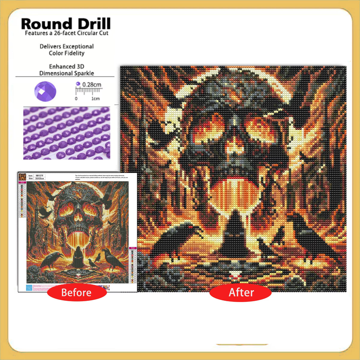 CSZPPQAF Diamond Painting for Adults-Skull,Full Round Drill Diamond Art Kits, Relaxing Craft & Wall Decor