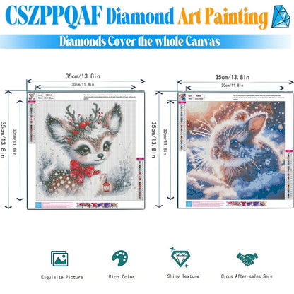 CSZPPQAF 2-Pack Diamond Painting Kits for Adults-Animals, Full Drill Round Diamond Art, Craft Art, Home Wall Decor and Gift 13.8 x 13.8 Inch