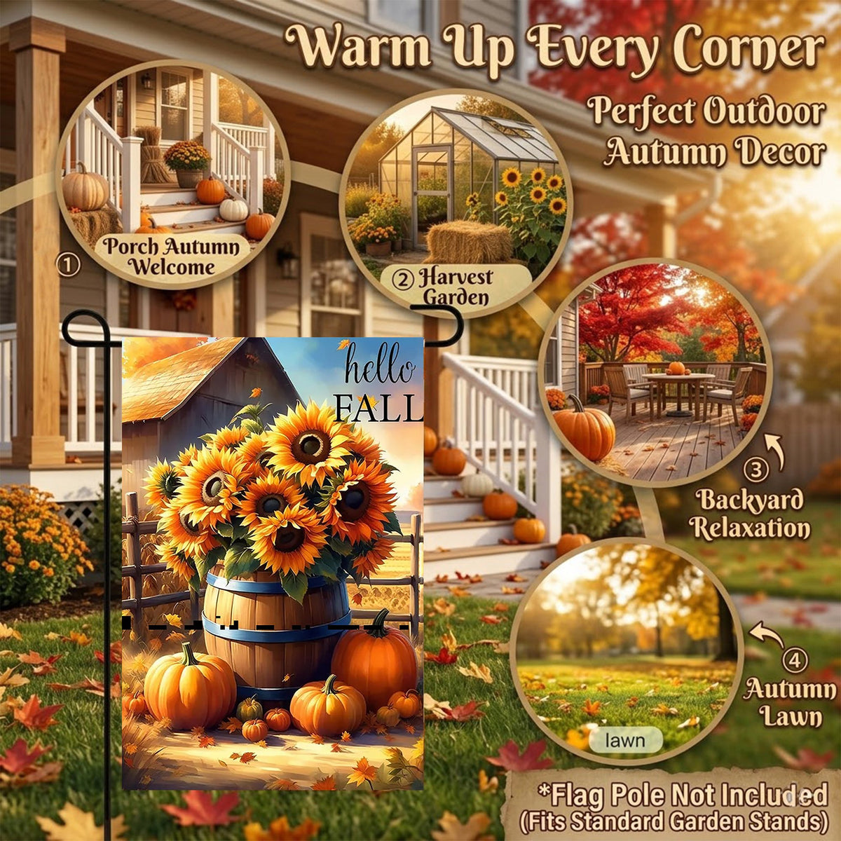 CSZPPQAF Autumn Garden Flags 12x18 Double Sided-Sunflower,2 Pack-165 GSM Polyester Fall Yard Decoration Flags, Fade Resistant