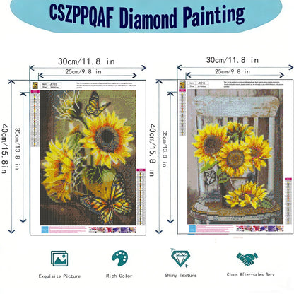CSZPPQAF Sunflower Diamond Painting Kits,2-Pack Full Round Dril Diamond Art,11.8"×15.8",Relaxing Craft