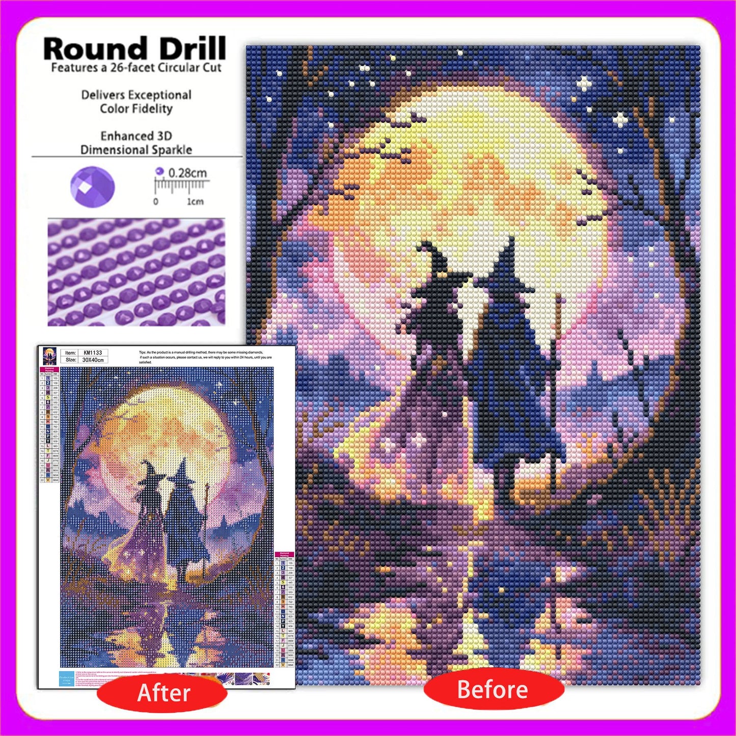 CSZPPQAF Diamond Painting for Adults-Wizard,Full Round Drill Diamond Art Kits, Relaxing Craft & Wall Decor