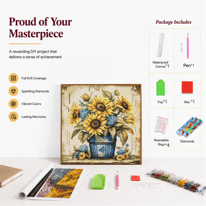 CSZPPQAF Sunflower Diamond Painting Kits,5D Full Round Drill Diamond Art,Craft for Adults,Home Wall 13.8×13.8 inch
