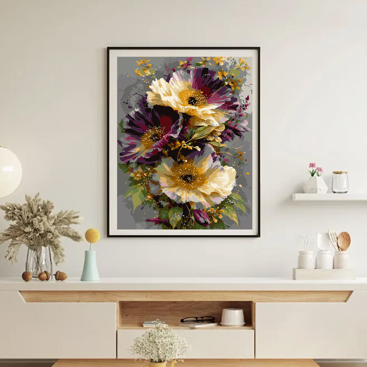Mosaflare Flower Paint by Numbers Kit for Beginners,DIY Craft for Adults,Gift Home Wall Decor 16x20 Inch Oil Painting Kits