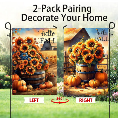 CSZPPQAF Autumn Garden Flags 12x18 Double Sided-Sunflower,2 Pack-165 GSM Polyester Fall Yard Decoration Flags, Fade Resistant