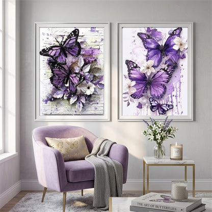 CSZPPQAF 2-Pack Diamond Art Kit,Butterfly Diamond Painting Kits for Beginners,Full Round Drill,Home Wall 11.8"*15.8"